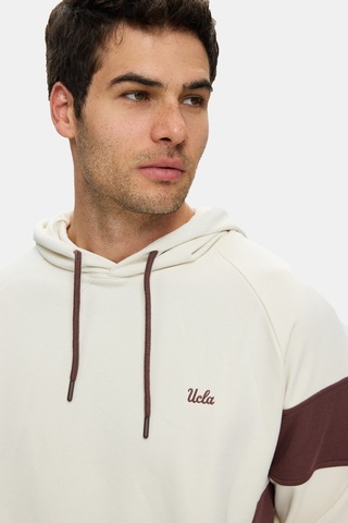 UCLA Orson Kemik Rengi Kapüşonlu Pamuklu Nakışlı Oversize Erkek Sweatshirt