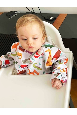 Yorni 2-5yaş, Zoo, Sıvı Geçirmez,cepli,uzun Kollu Bebek Mama Önlüğü Çok Renkli