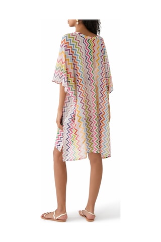 Missoni Yarı Şeffaf Kısa Plaj Elbisesi, Zigzag Desenli, Metalik Işıltılı, Lüks Plaj Şıklığı Çok Renkli