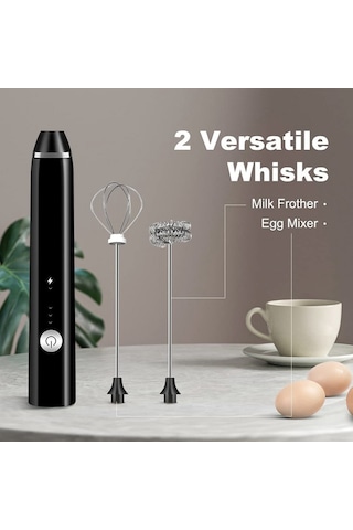 Soulader Şarj Edilebilir Elektrikli Süt Köpürtücü Makinesi 3 Hız Ayarı İle Sıcak Soğut Köpük Yapıcı Siyah