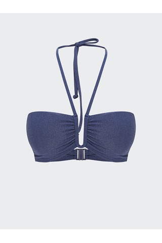 Lcw Dream İndigo Simli Büzgülü Çıkarılabilir Pedli Kadın Bikini Üst