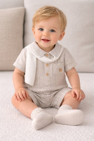 Noy Noy Erkek Bebek Tulum 8276 Bej Bej