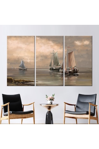 120x180cm 3 Parçalı Kanvas Tablo, Deniz Aşığı