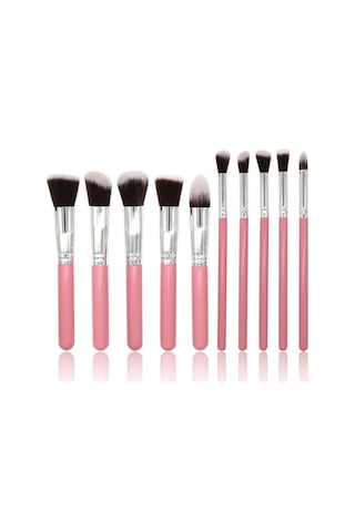 Moveevo Büyük Ve 5 Küçük Elyaf Saç Fırçası Ile 10 Adet Makyaj Fırçası Seti Kozmetik Güzellik Araç Seti