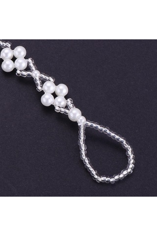 Suntek Beyaz Plastik İnci Denizyıldızı Elastik Halhal Boho Beyaz