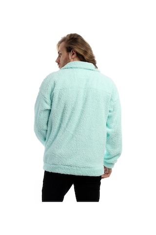 Erkek Kıvırcık Peluş Cıt Cıt Kapamalı Ceket Mint Mint Yeşili