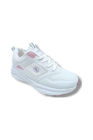 Queen Step 2110-26 Deri Anorak Anatomik Kadın Sneaker Beyaz Pembe Beyaz