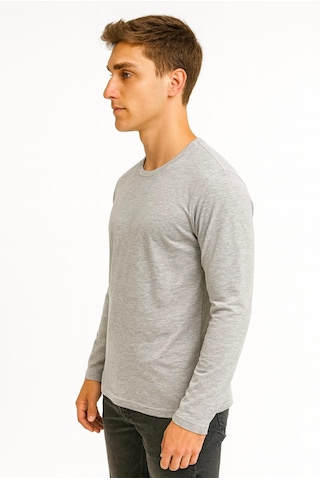Axxel Erkek Gri Melanj Uzun Kollu Süprem T-shirt-d2275 Gri Melanj