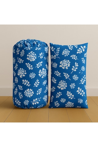 Çift Kişilik Desenli Lastikli Çarşaf Seti 160x200 Cm + 2 Adet Yastık Kılıfı 50x70 Lacivert