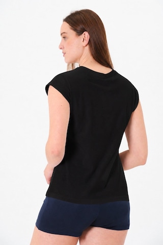Sortie Collection Düşük Kollu Rahat Kesim Pamuklu Basic Tshirt Siyah