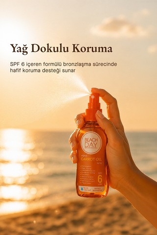 Beach Day Havuç Yağı Özlü SPF 6 Bronzlaştırıcı Sprey 150 ML