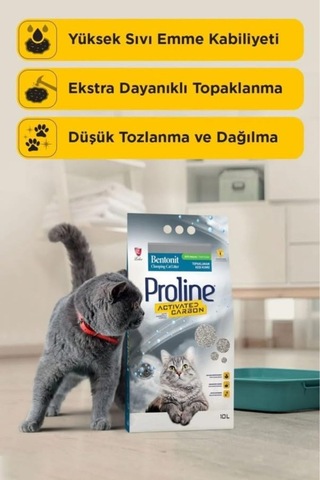 Pro Line Aktif Karbonlu 10 Lt Bentonit Kedi Kumu - 2 Adet