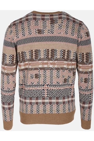 Erkek Triko Camel Bisiklet Yaka Desenli Slim Fit Pamuklu Kazak Ncs Jeans 3721-camel Camel