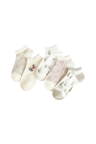 Bgk Bgk Cck742 Çiçek Desenli Kadın Kısa Çorap 5'Li Çok Renkli