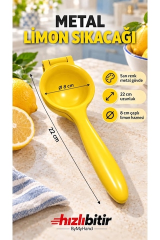 Bymyhand Döküm Sarı Limon Sıkacağı Narenciye Sıkacağı Büyük Boy