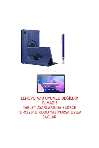 Tab M10 3.nesil Tb328fu Unisoc T328xu Zaae0015tr 360 Dönerli Kılıf 3lü Set Lacivert