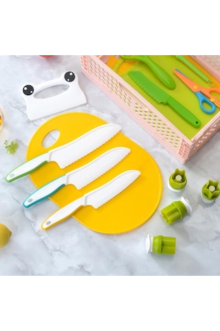 Çocuklar Plastik Pişirme Bıçağı Seti Çocuklar Dıy Peeler Kicthen Araçları, Boyut:17'de 1 Gümüş