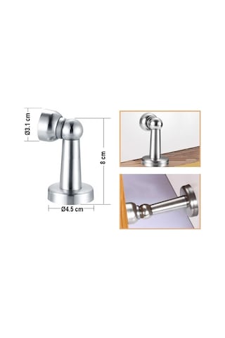 8 Cm Güçlü Mıknatıslı Kapı Tamponu Saten, Kapı Stoperi -9090492641165