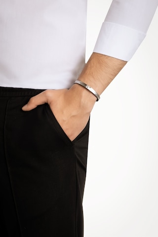 So Chic Siyah Taş Detaylı Çelik Erkek Kelepçe Bileklik Çelik