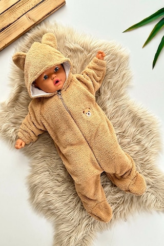 Welsoft Peluş Unisex Fermuarlı Kışlık Bebek Uyku Tulumu Çocuk Tulumu Çocuk Kostümü Tlmayk 001