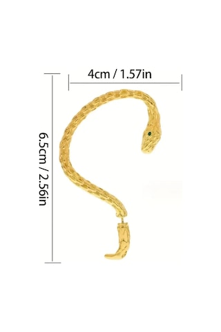 Medusa - Gold Yılan Kulak Üstü Silver Gümüş Renk Küpe Sol Kulak Içindir