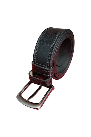 Erkek Siyah Hakiki Deri Vejetal Dana Derisi Kemer Gvn-0052 - 4 CM Siyah