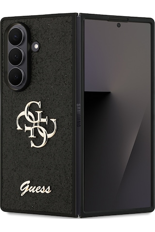 Galaxy Z Fold 7 Uyumlu Kılıf Guess Lisanslı 4g Büyük Metal Logolu Glitter Kapak Siyah