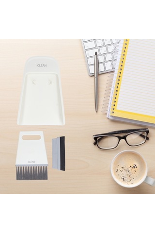 Hangfox Mini Abs+pet+eva El Fırça Ve Çöp Kovalı Seti - Masası, Klavye, Araba Temizliği İçin Esnek, Dayanıklı Ev Temizlik Aleti Beyaz Diğer