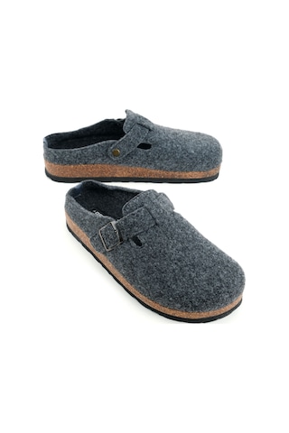 Gezer Erkek Kışlık Keçe Mantar Taban Tek Toka Ayarlanabilir Rahat Taban Ev Bahçe Terlik Gt2kmm.15376.11.067.g19 Füme
