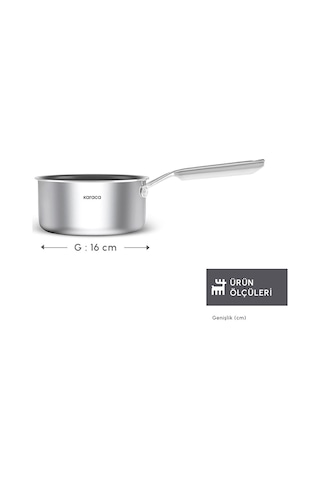 Karaca Plasma Steel 316+ 3Ply Yanmaz Yapışmaz Çelik Sosluk 16 cm