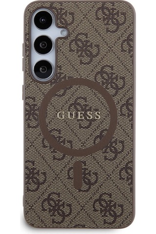 Galaxy Uyumlu S24 Plus Kılıf Guess Lisanslı Magsafe Özellikli 4g Desenli Yazı Logolu Kapak Kahverengi