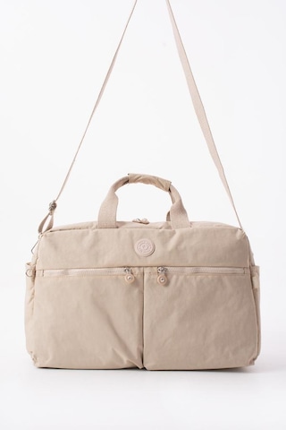 Seyehat Spor Çantası Kabin Boy Valiz 45 35 Cm Omuz Ve Çapraz Askılı Hafif Klinkır Çanta Su İtici Krem