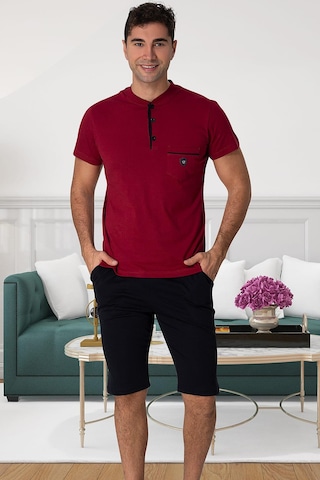 Mecit Pijama Mecit 2769 Bordo Büyük Beden Şortlu Erkek Pijama Takımı