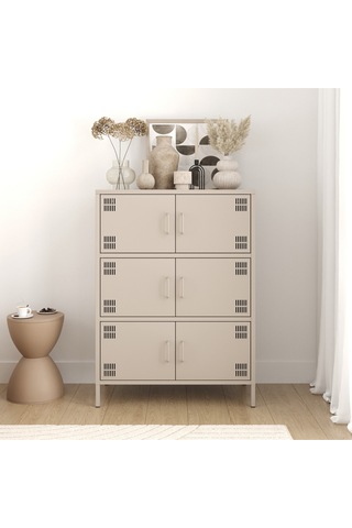Pera Metal Çok Gözlü Dolap, 6 Kapaklı 80,50 X 40 X 109,50 Cm Bej