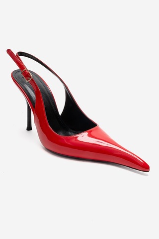 Luvishoes Candy Kırmızı Rugan Sivri Burunlu Kadın Topuklu Ayakkabı Kırmızı