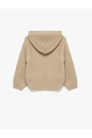 Koton Uzun Kollu Düğmeli Cep Detaylı Kapüşonlu Triko Hırka Ekru 6wmb90013tt Ekru