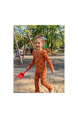 Eray Alp Kids Kız Çocuk Fitilli Tayt Takım Turuncu