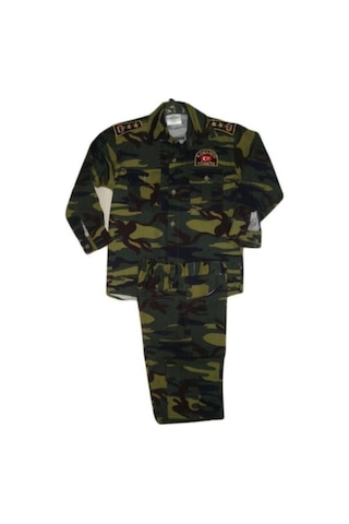 Sevimli Kids Sevimli Asker Kıyafeti Komando Çocuk Asker Kostüm 2-10 Yaş Yeşil