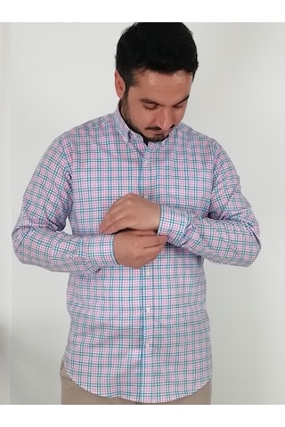 Tousus Slim Fit Ekose Pembe Erkek Gömlek Slm-5035-tss