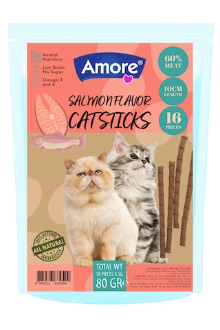 Amore Salmon Flavor Somonlu Kedi Ödül Çubuğu 16'lı 80 G