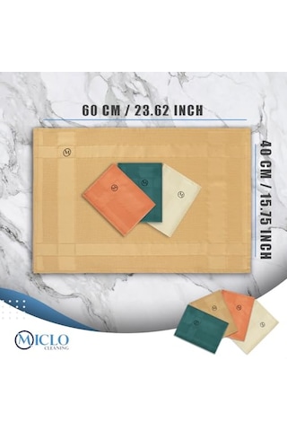 Mıclo Cleanıng Mikrofiber Temizlik Bezi Sihirli Bez, Cam Bezi Ayna Bezi 4lü Paket Zümrüt Serisi Açık Bej