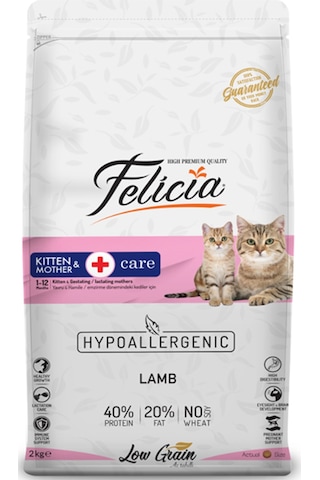 Felicia Kitten & Mother Düşük Tahıllı Kuzu Etli Yavru Kedi Maması 2 KG