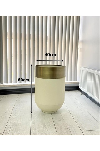 Dekoratif Eskitme Darbuka Beyaz Saksı 60cm