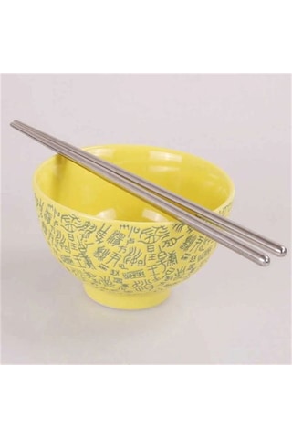 Metal Chopstick 5'li Paslanmaz Çelik Çin Çubuğu Siyah