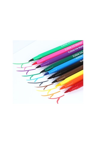 Hombey Gönüllü Pasta Boyama Kalemi 0.7mm Çift Uçlu Yenilikçi 10 Renkli Paketli Yiyecek Dereceli Fırın Malzemesi