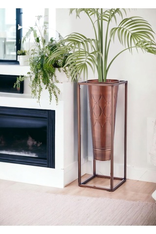 The Mia Prizma Vazo & Saksı Bakır Kaplama 80x30x30 Cm