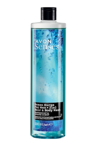 Avon Senses Ocean Surge Nane ve Deniz Kokulu Saç ve Vücut için Erkek Duş Jeli 500 ML