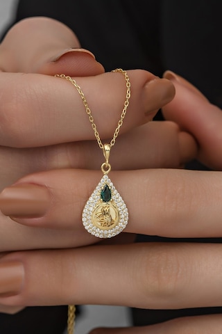 Nereze 925 Ayar Gümüş Gold Osmanlı Tuğralı Kolye