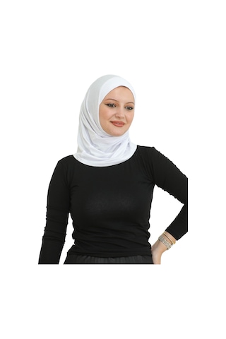 Spor Başörtüsü Kadın Hazır Giyim Türban Viskon Eşarp Şal - Beyaz Beyaz