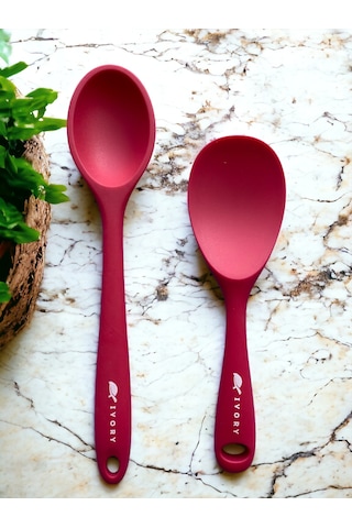Sert Uçlu Isıya Dayanıklı Silikon Kaşık 28/22 Cm Fuşya